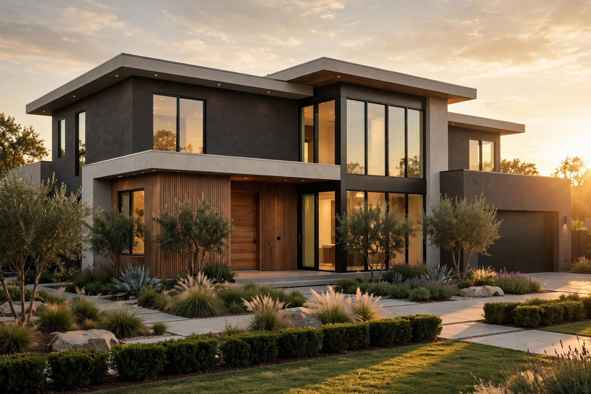 A recently finished house standing on a residential plot